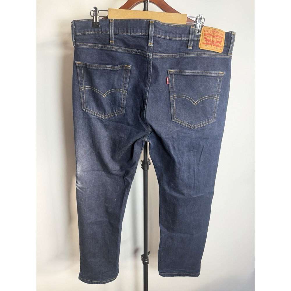 Levis 502 Regular Taper Mens Jeans size 38x32 Dark Wash Blue Stretch